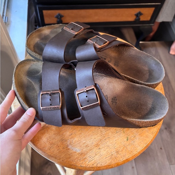 Birkenstock Oiled Brown Leather Arizona Buckle Sandals size 44 11 11.5 men’s - Picture 3 of 5